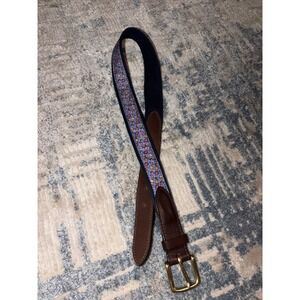 Vineyard Vines Mens Belt 30 Needlepoint Surfer Dude Webbed Canvas‎ Gold Buckle